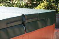 Forest green spa cover on hot tub